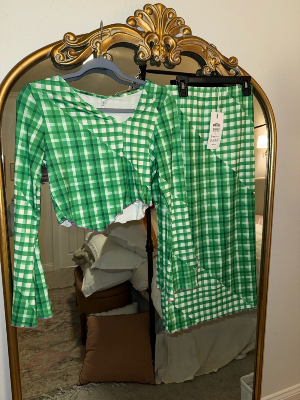 ASOS Green White Gingham Two-Piece Set